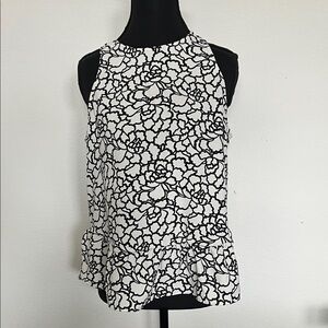 Ann Taylor Monochrome Floral Sleeveless Top